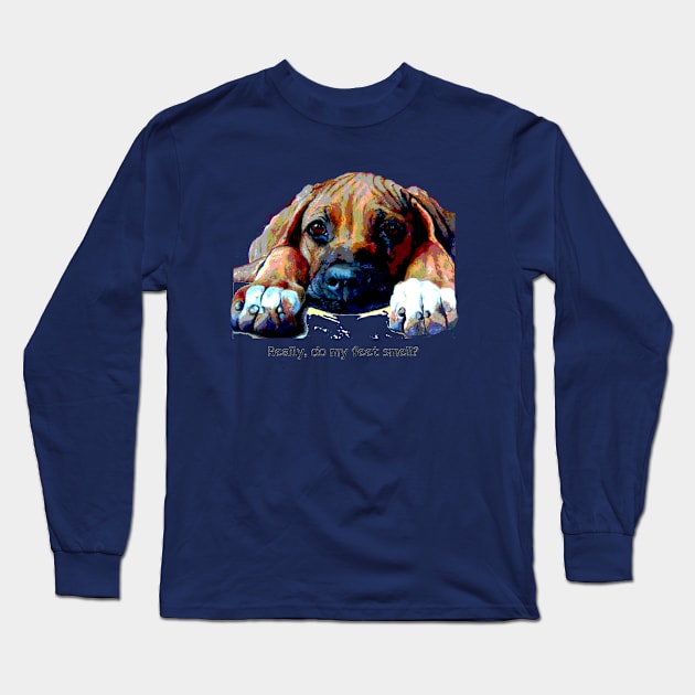 Do My Feet Smell? Long Sleeve T-Shirt by Leisa